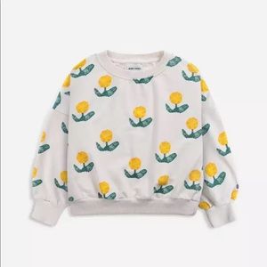 Bobo Choses White Sweatshirt with Yellow and Green Floral Print